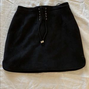 Black suede mini skirt